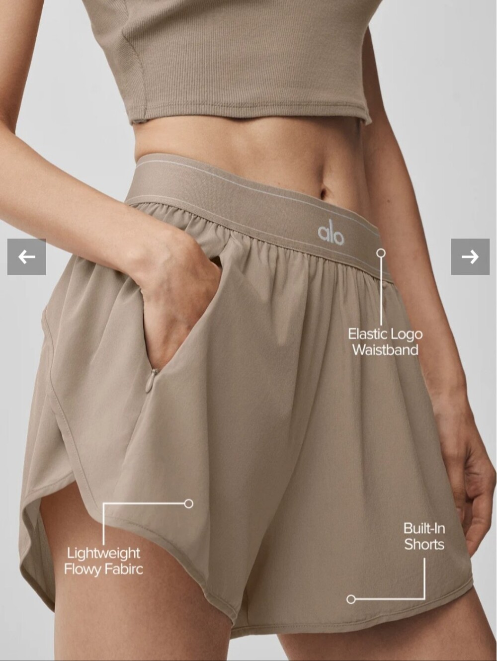 ALO Match Point Short Women's XS - Color Gravel - Picture 10 of 10